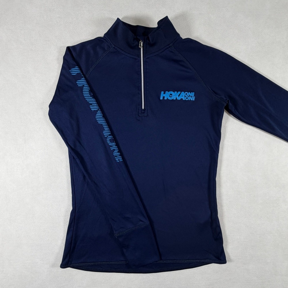 Hoka One One Quarter Zip Running Pullover Womens Small Navy Blue BAW Xtreme-Tex